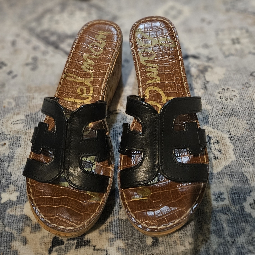 Sam Edelman Black and Brown Platform Sandals